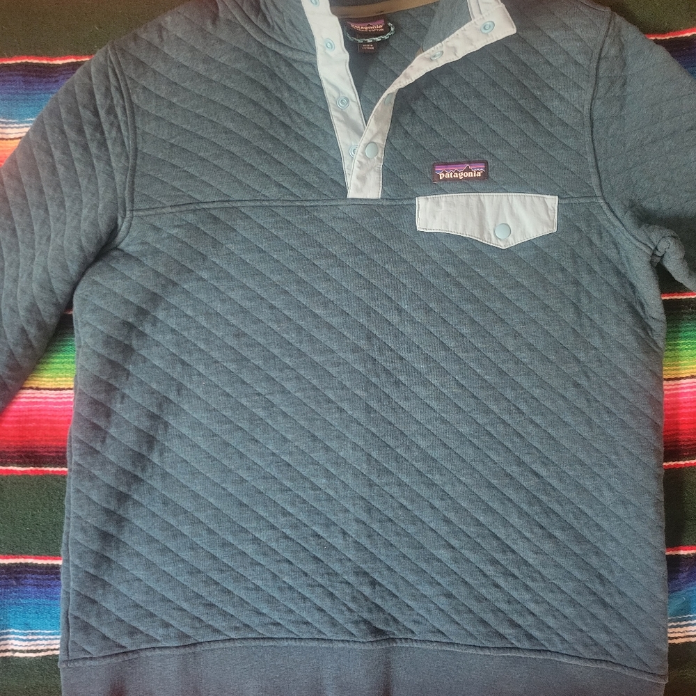 Patagonia organic cotton snap quilted sweater M